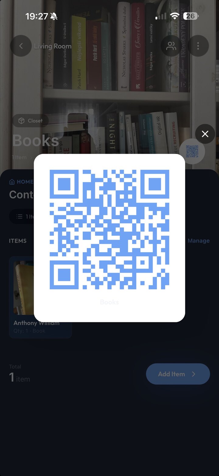 Scanning a container's QR code reveals its contents